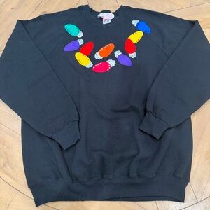 Colorful Light Bulb Design Black Sweater XXL